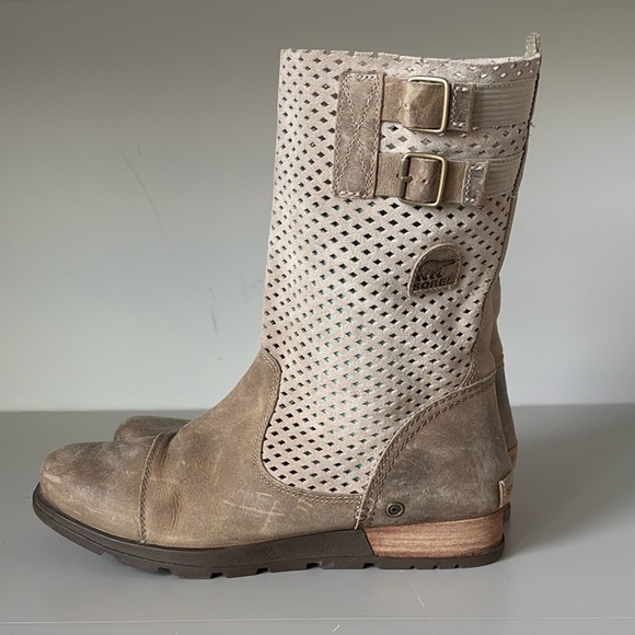 Sorel Major Pull On Perforated Leather & Suede Boots Size 11 - Picture 1 of 11
